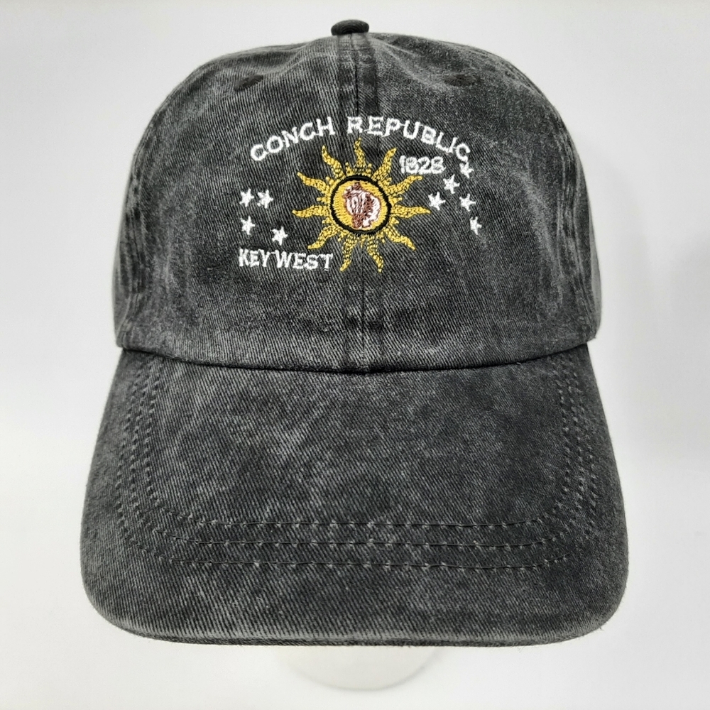Conch Republic Key West Relaxed Cotton Cap Hat Gray Washed Adjustable